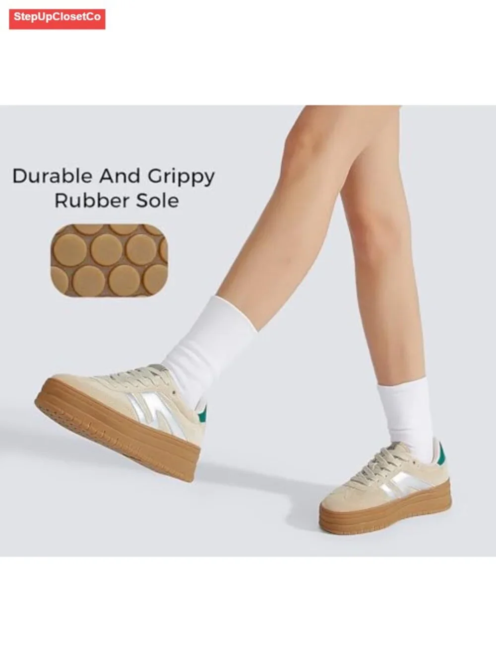 Women's Platform Sneakers Suede Faux Leather Slip Resistant Breathable Casual